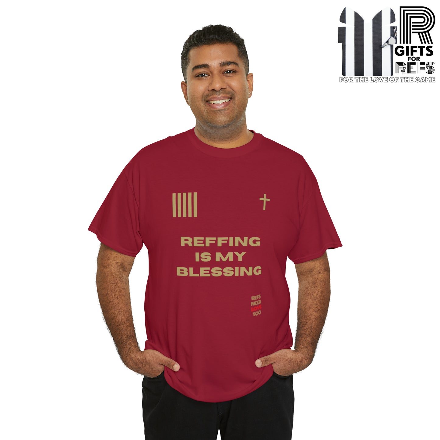 Reffing Is My Blessing Heavy Cotton Tee | Referee gifts | Screen print t-shirt | Christian Refs | For the love of officiating | Christmas gift for refs