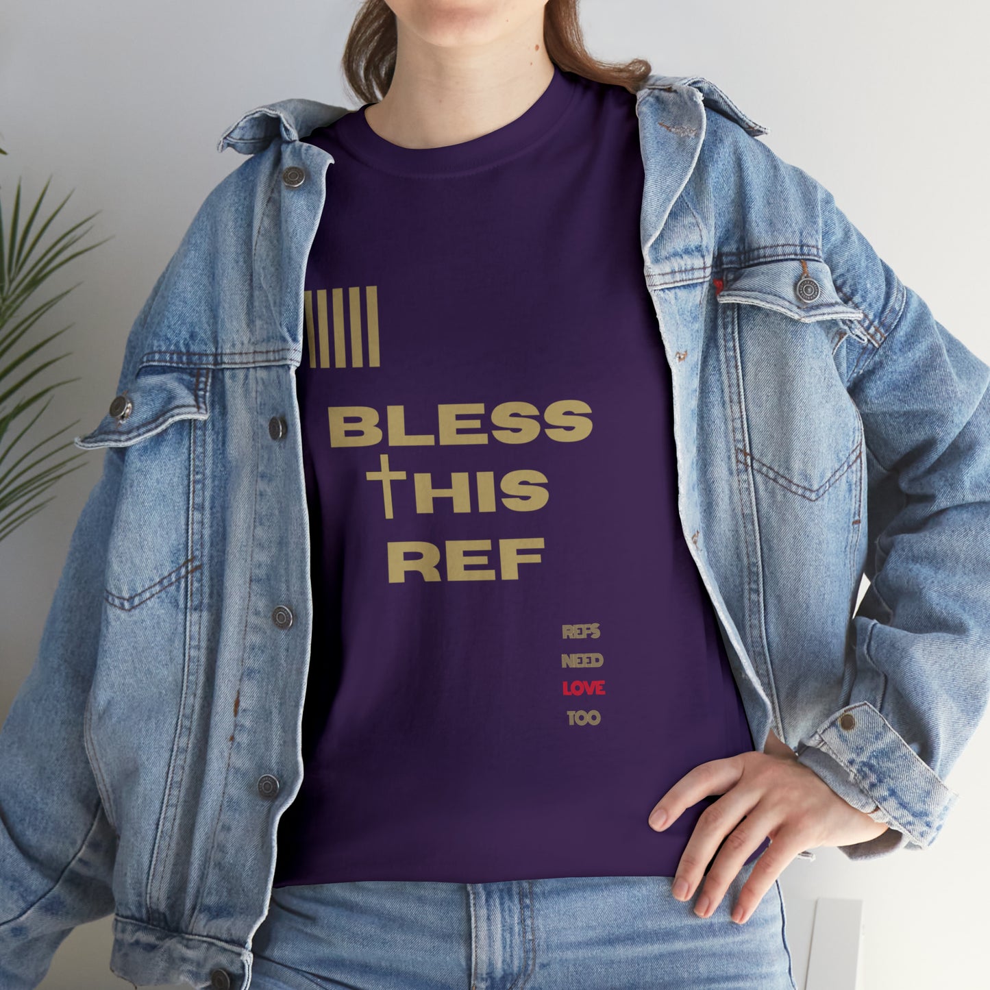 Bless This Ref Heavy Cotton Tee | Faith-filled Official | Gifts for Refs | Religious Referee | Screen print t-shirt | Referee Gifts