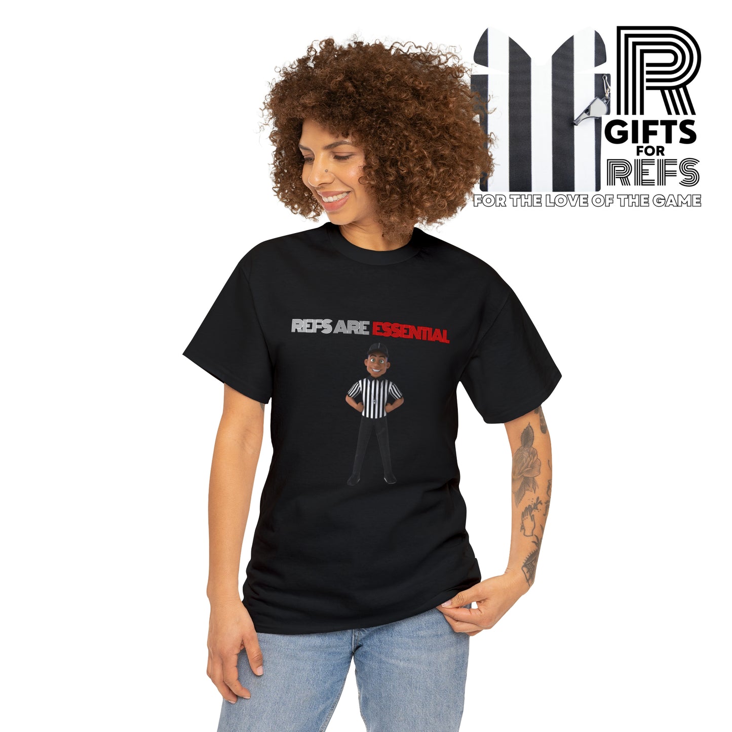 Refs are Essential Unisex Cotton Tee | Referee gift | Gift for refs | Cartoon Ref | For referee supporters | For sports officials | Screen print tee