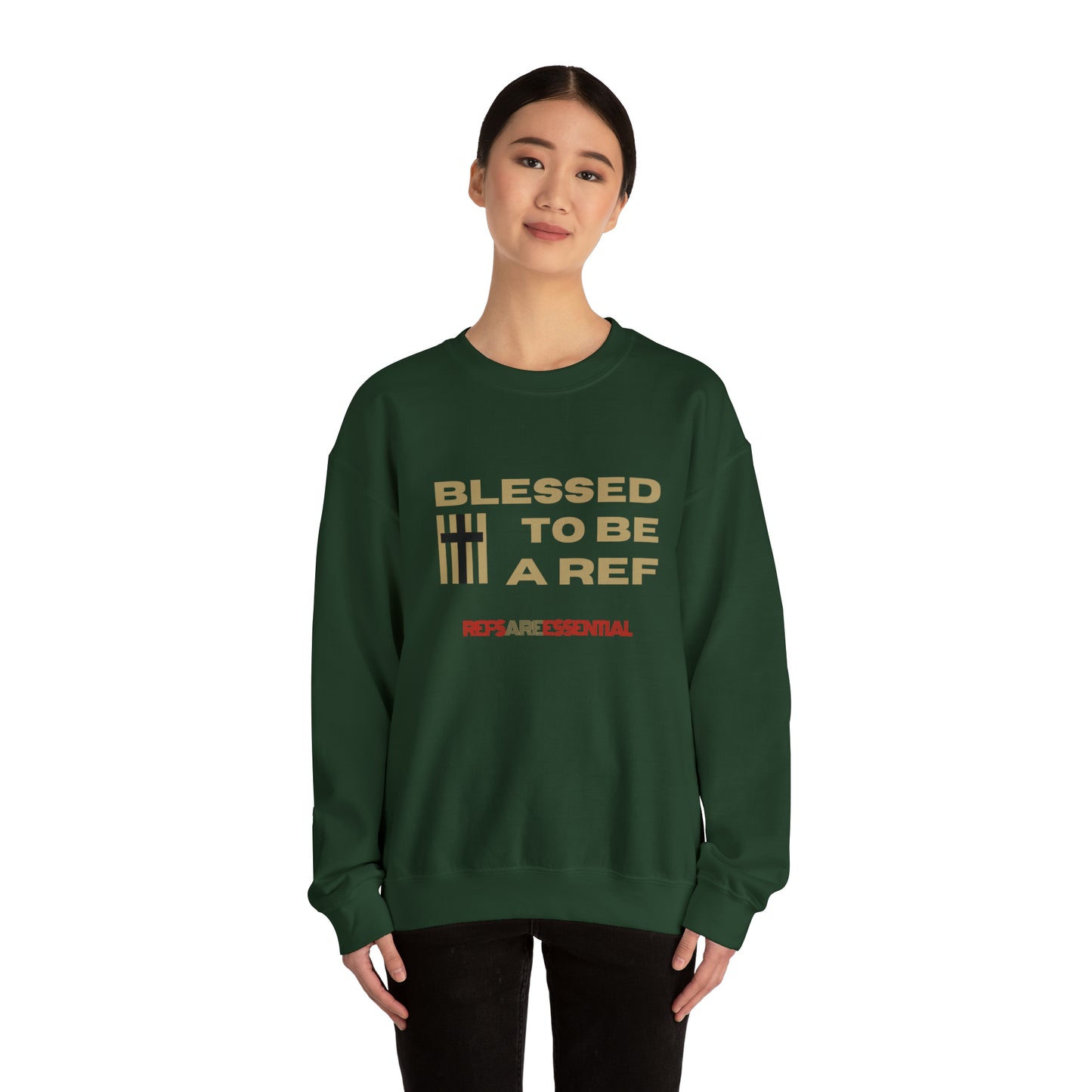 Blessed To Be A Ref Unisex Heavy Crewneck Sweatshirt | Great Gift For Referees | For Christian Sports Officials | Refs Are Essential Workers