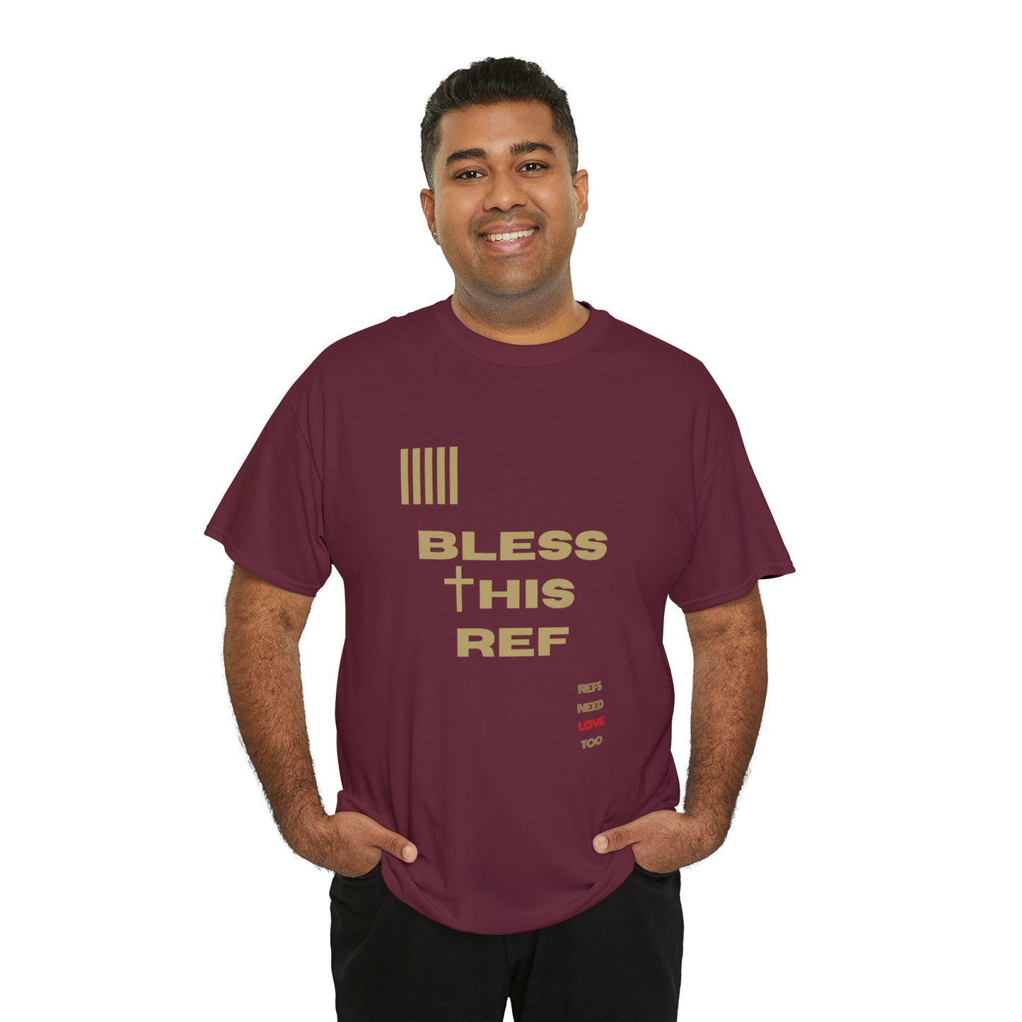 Bless This Ref Heavy Cotton Tee | Faith-filled Official | Gifts for Refs | Religious Referee | Screen print t-shirt | Referee Gifts