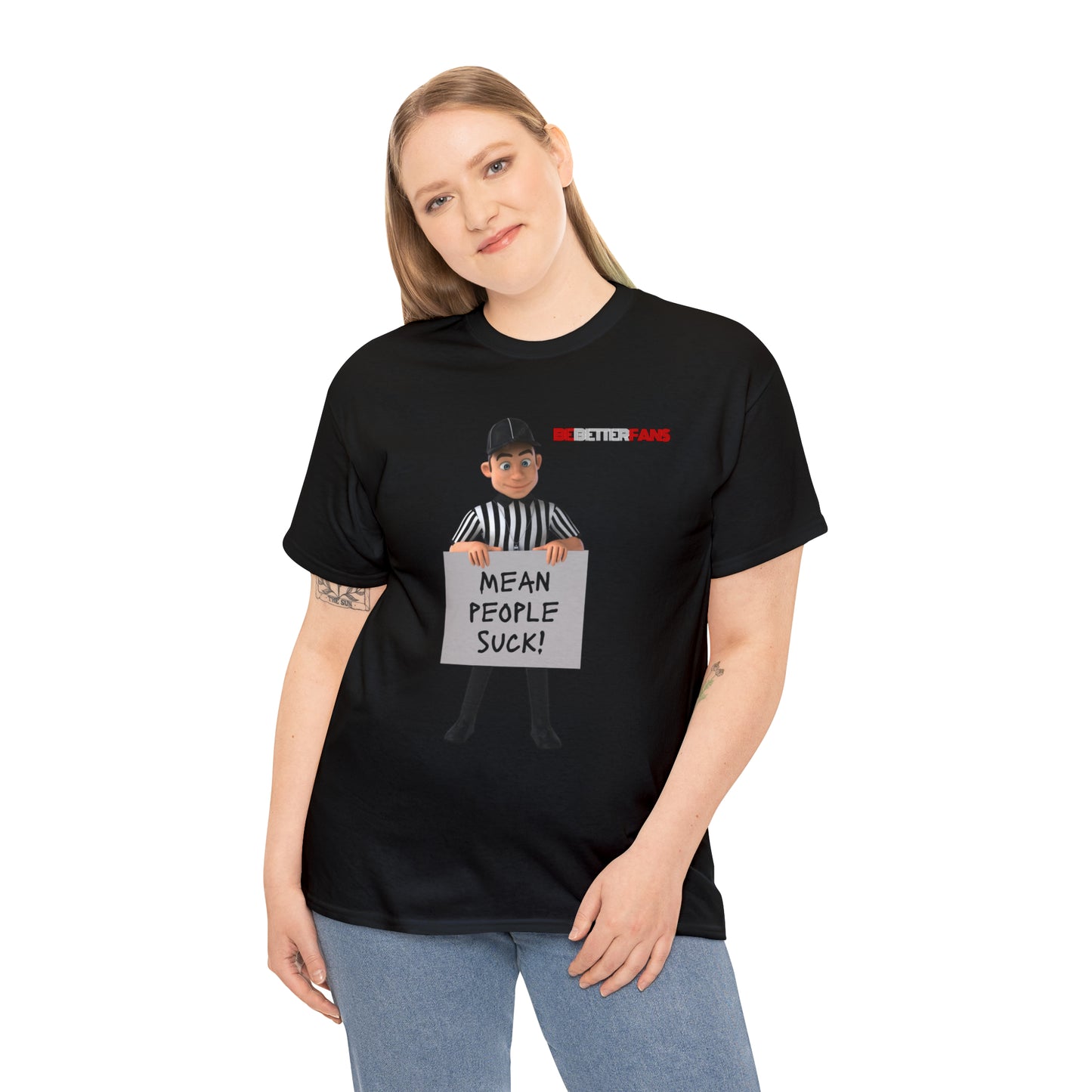 Mean People Suck Unisex Cotton Tee | Cartoon Ref Shirt | Gifts for Refs | For Sports Officials | Screen print t-shirt