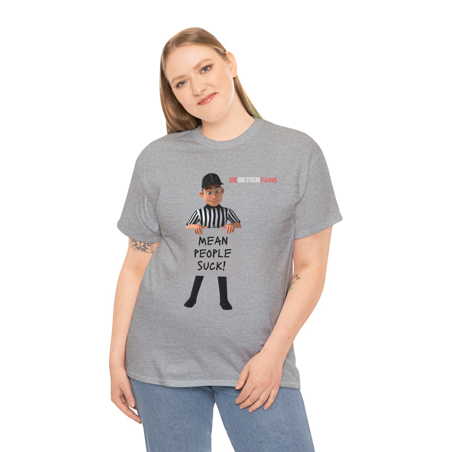 Mean People Suck Unisex Cotton Tee | Cartoon Ref Shirt | Gifts for Refs | For Sports Officials | Screen print t-shirt