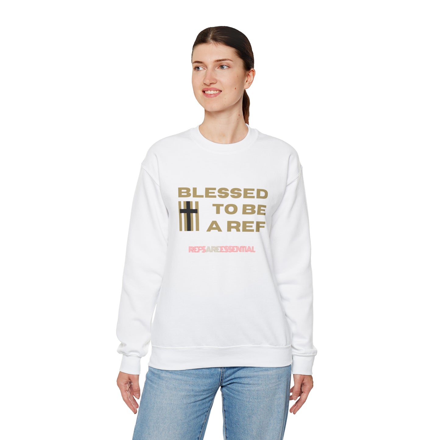 Blessed To Be A Ref Unisex Heavy Crewneck Sweatshirt | Great Gift For Referees | For Christian Sports Officials | Refs Are Essential Workers