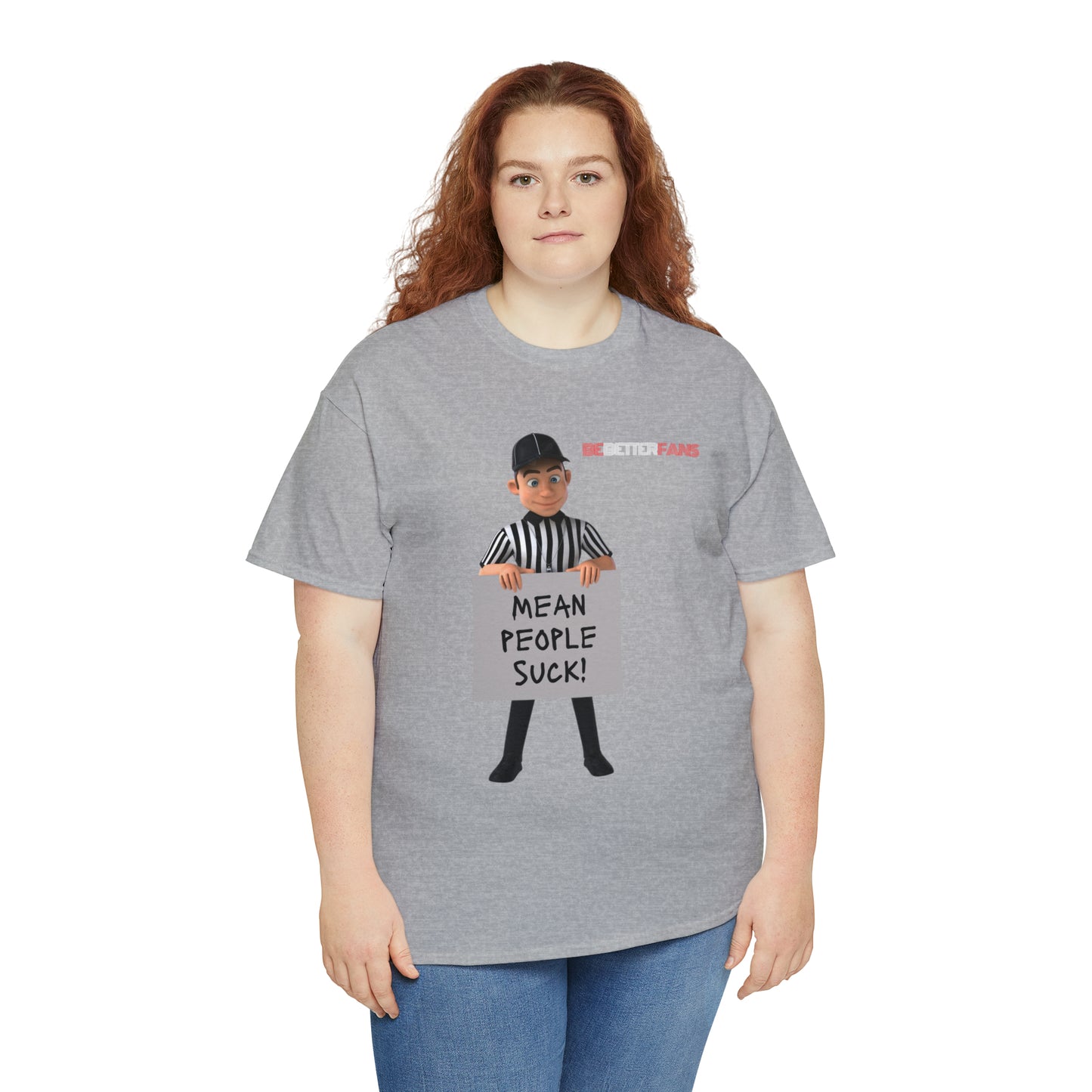 Mean People Suck Unisex Cotton Tee | Cartoon Ref Shirt | Gifts for Refs | For Sports Officials | Screen print t-shirt