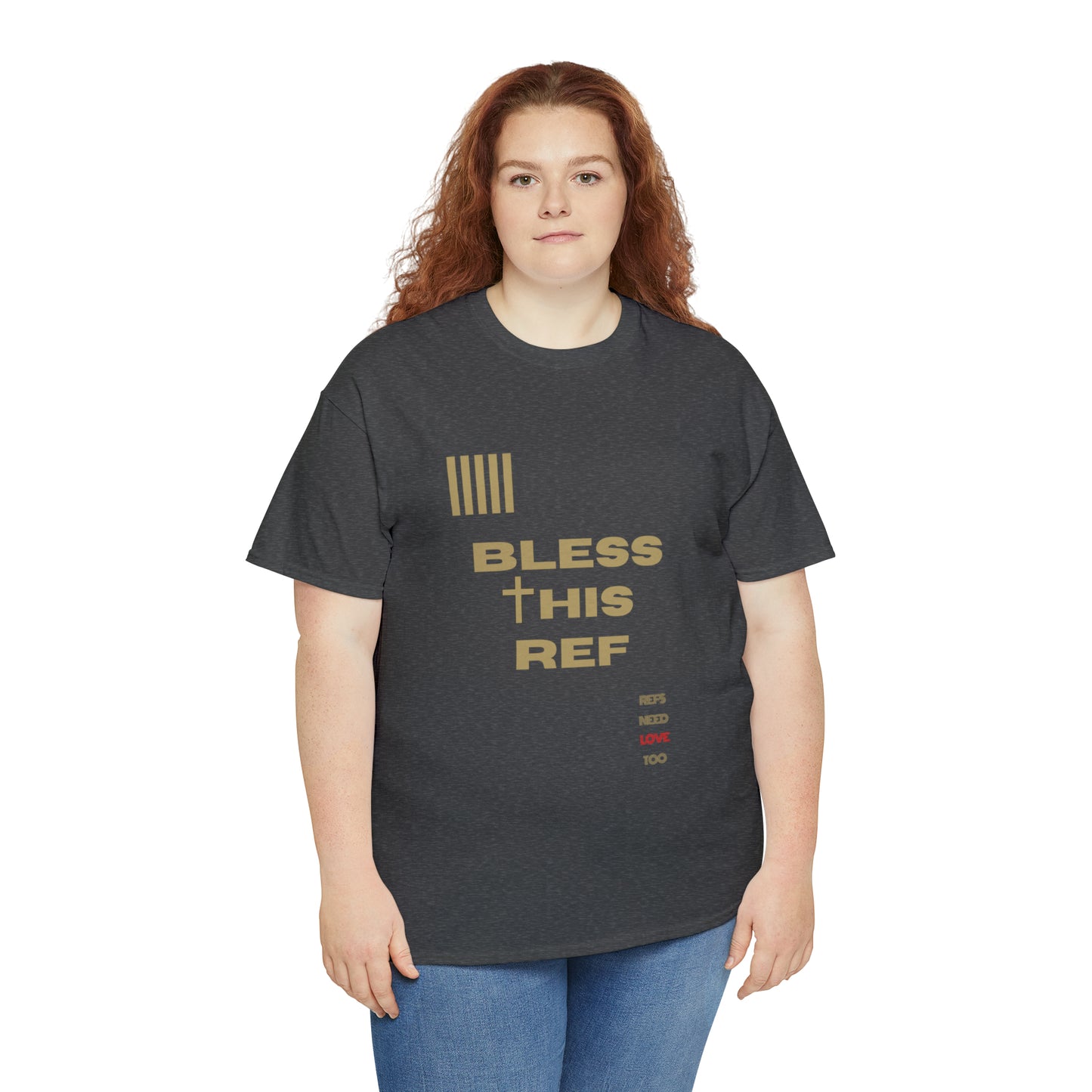Bless This Ref Heavy Cotton Tee | Faith-filled Official | Gifts for Refs | Religious Referee | Screen print t-shirt | Referee Gifts