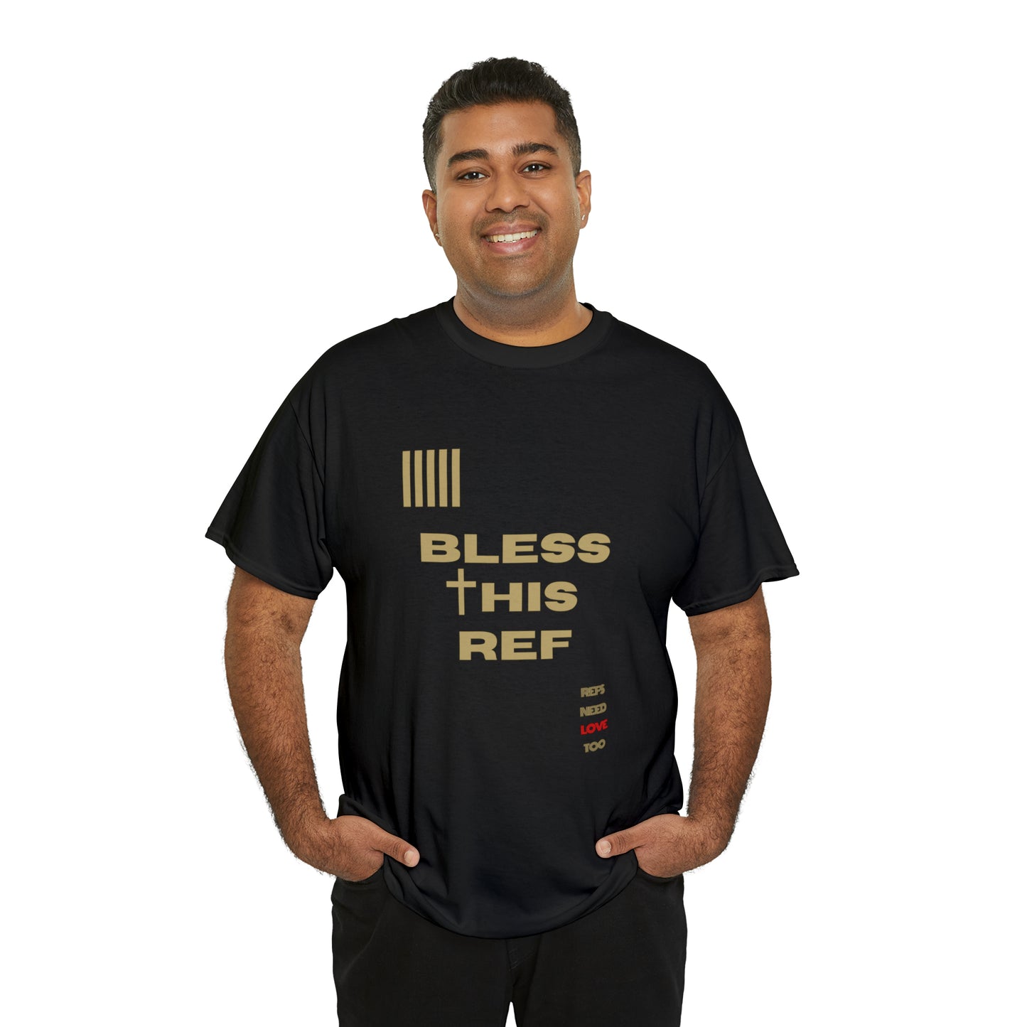 Bless This Ref Heavy Cotton Tee | Faith-filled Official | Gifts for Refs | Religious Referee | Screen print t-shirt | Referee Gifts