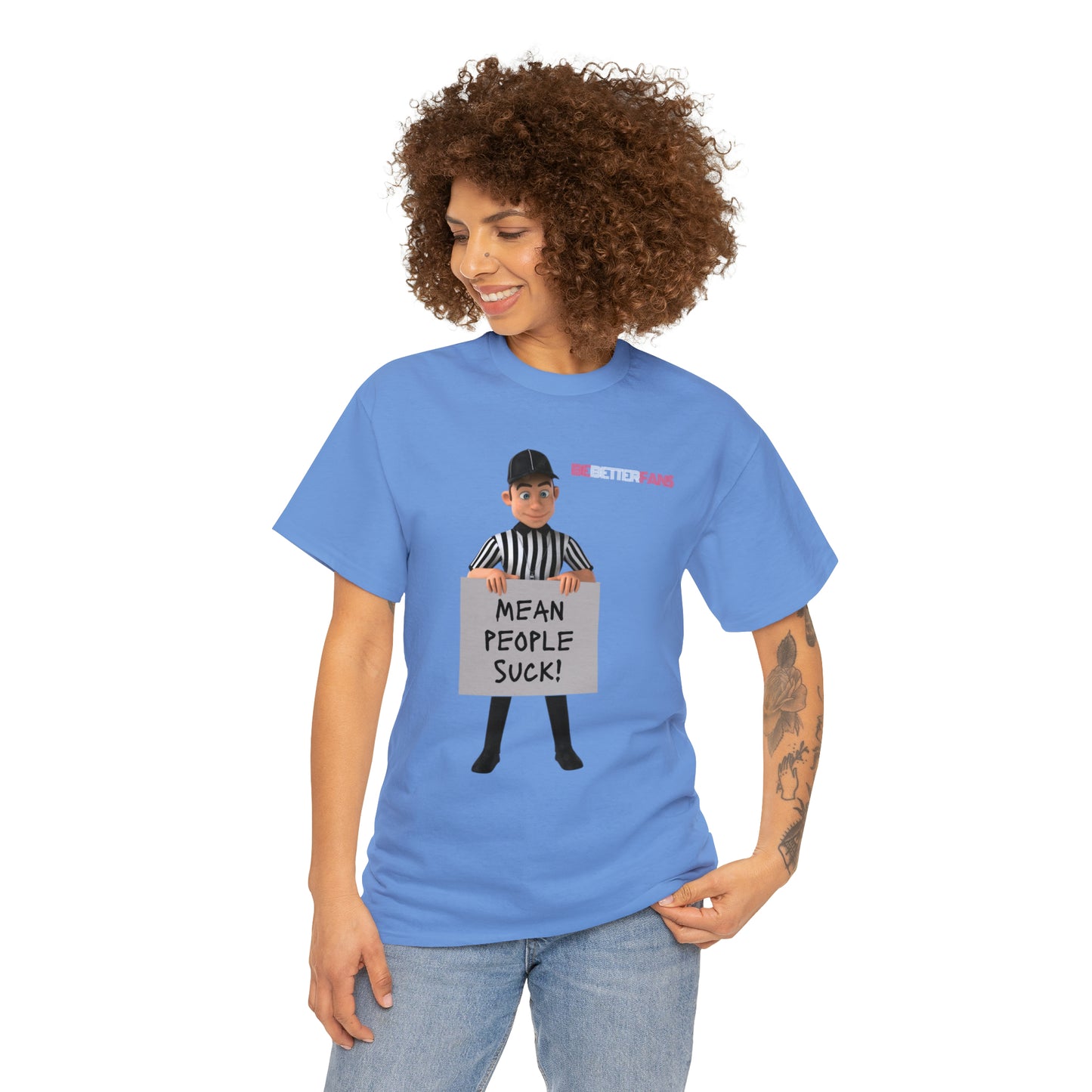 Mean People Suck Unisex Cotton Tee | Cartoon Ref Shirt | Gifts for Refs | For Sports Officials | Screen print t-shirt
