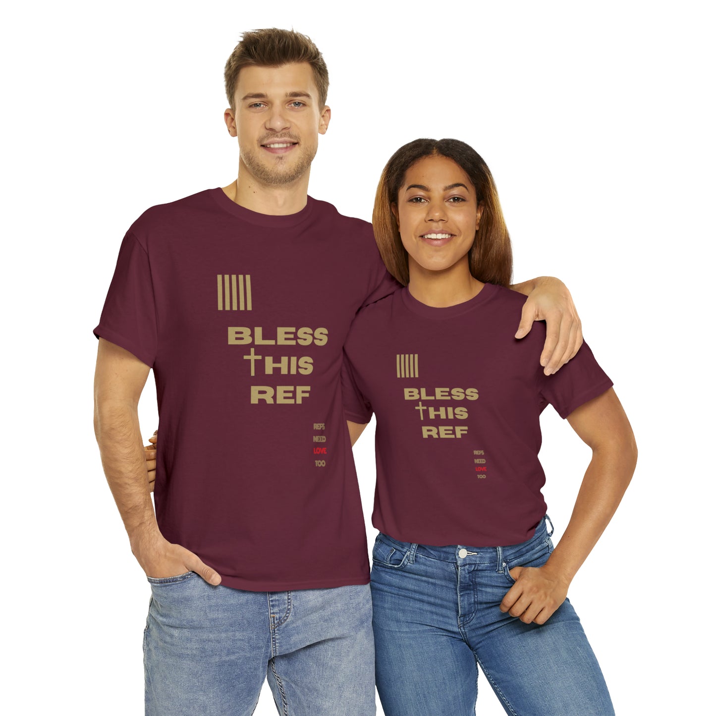 Bless This Ref Heavy Cotton Tee | Faith-filled Official | Gifts for Refs | Religious Referee | Screen print t-shirt | Referee Gifts