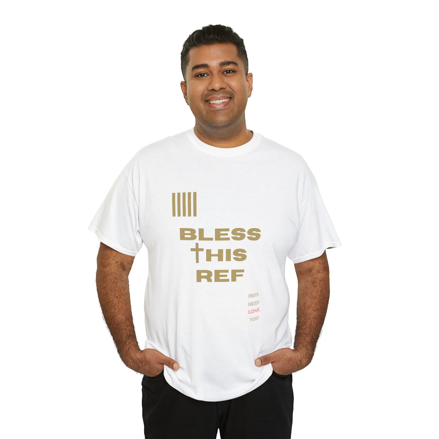 Bless This Ref Heavy Cotton Tee | Faith-filled Official | Gifts for Refs | Religious Referee | Screen print t-shirt | Referee Gifts