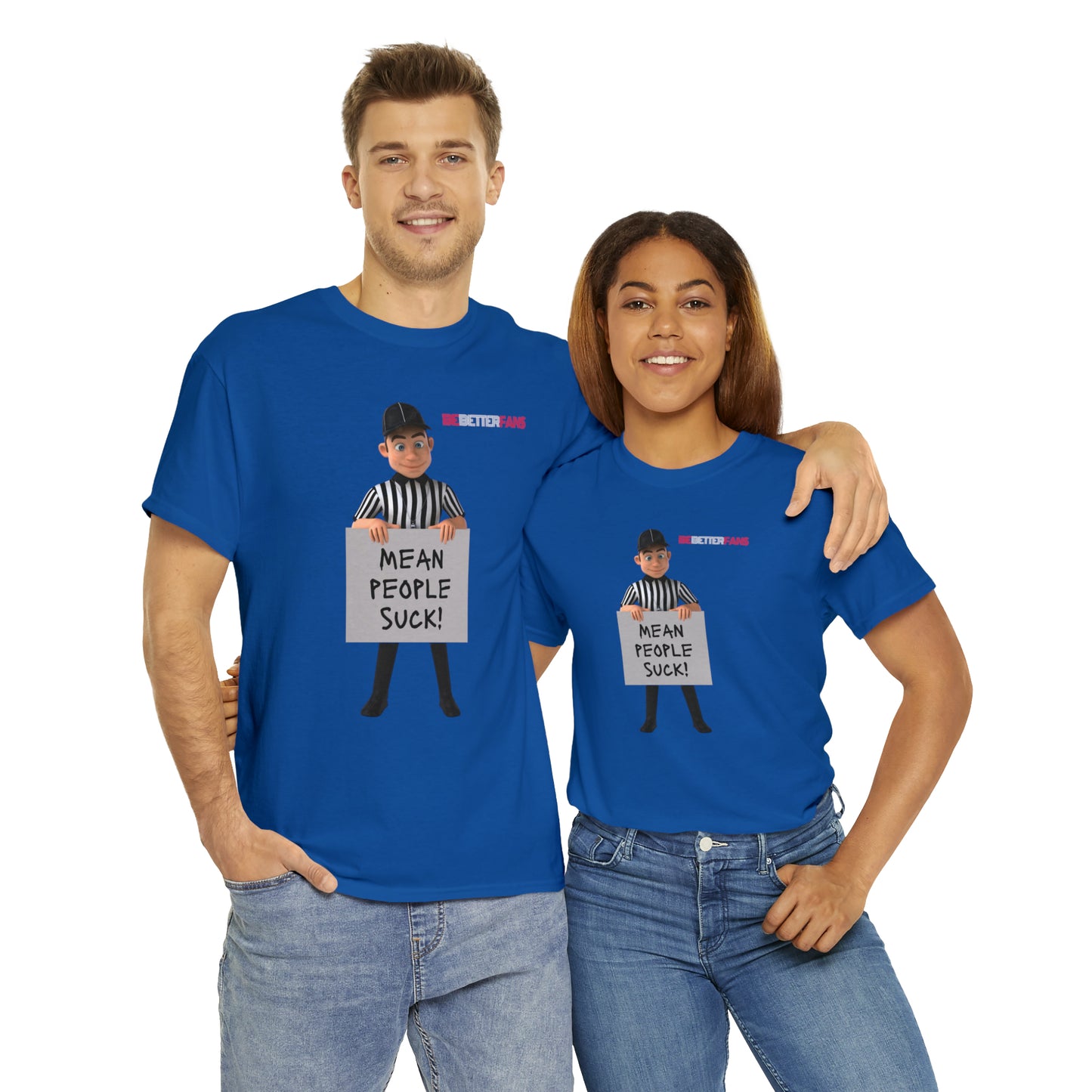 Mean People Suck Unisex Cotton Tee | Cartoon Ref Shirt | Gifts for Refs | For Sports Officials | Screen print t-shirt