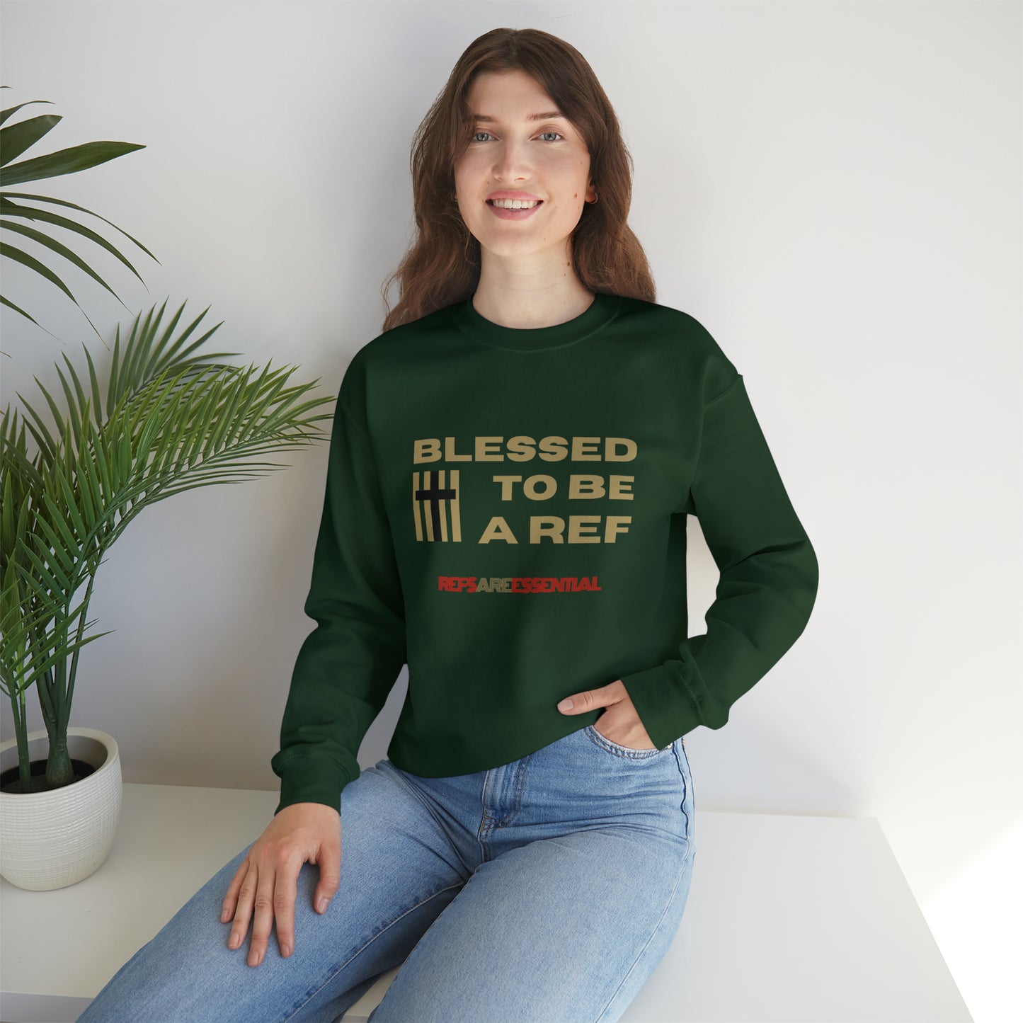 Blessed To Be A Ref Unisex Heavy Crewneck Sweatshirt | Great Gift For Referees | For Christian Sports Officials | Refs Are Essential Workers
