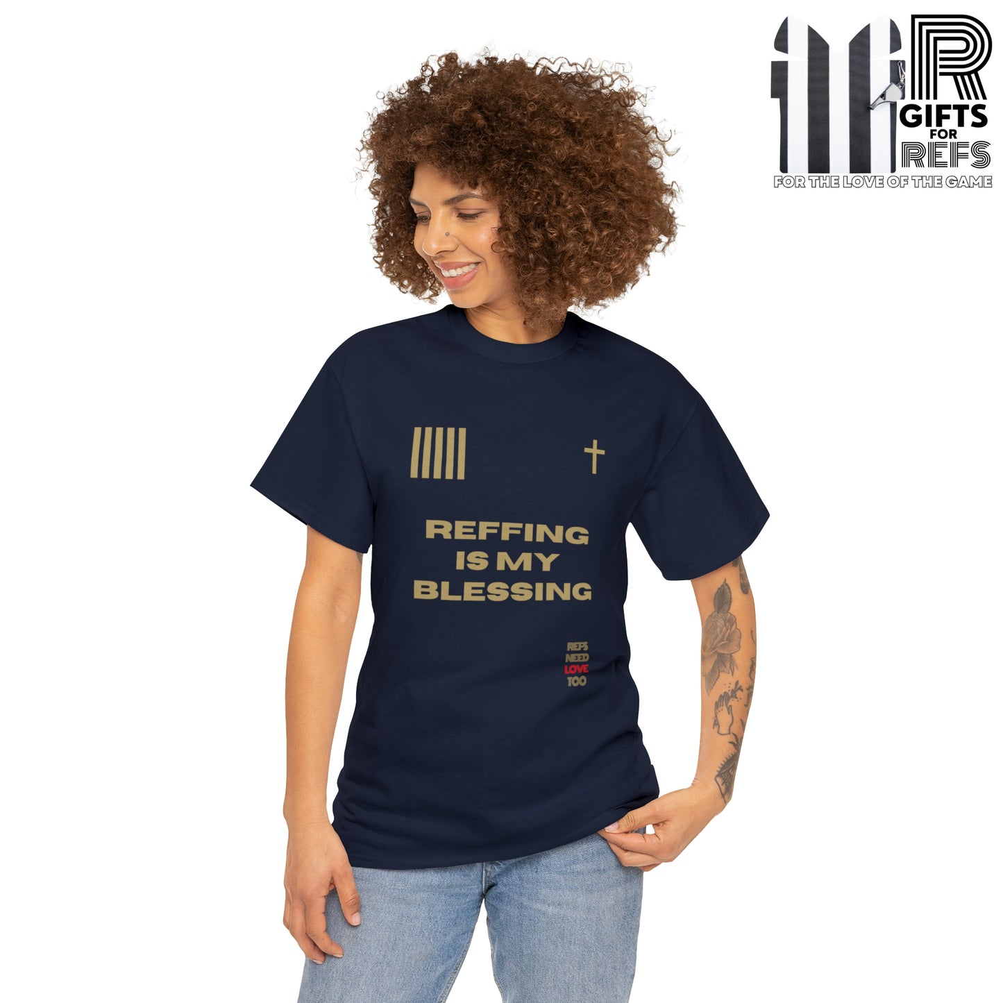 Reffing Is My Blessing Heavy Cotton Tee | Referee gifts | Screen print t-shirt | Christian Refs | For the love of officiating | Christmas gift for refs