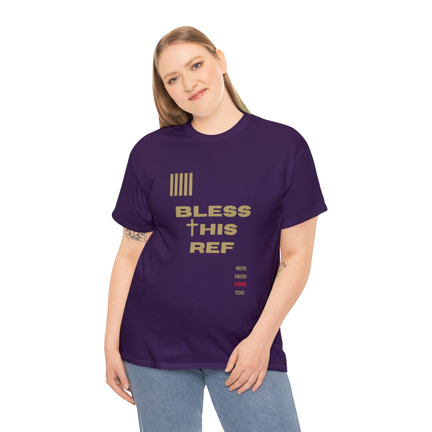 Bless This Ref Heavy Cotton Tee | Faith-filled Official | Gifts for Refs | Religious Referee | Screen print t-shirt | Referee Gifts