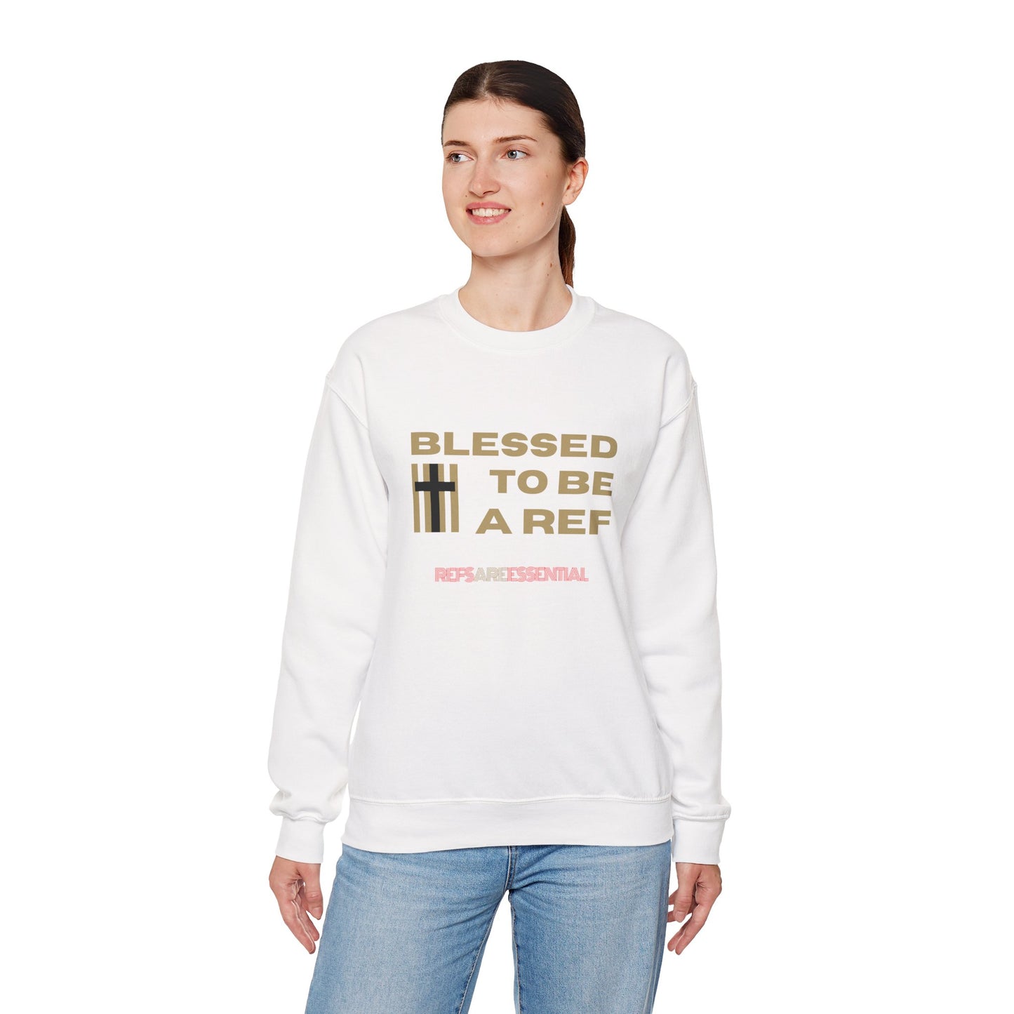 Blessed To Be A Ref Unisex Heavy Crewneck Sweatshirt | Great Gift For Referees | For Christian Sports Officials | Refs Are Essential Workers
