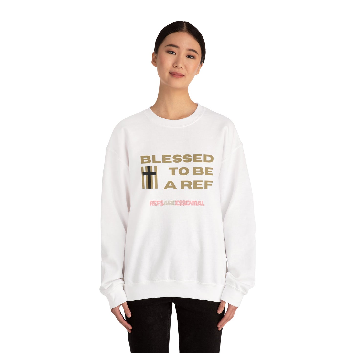 Blessed To Be A Ref Unisex Heavy Crewneck Sweatshirt | Great Gift For Referees | For Christian Sports Officials | Refs Are Essential Workers
