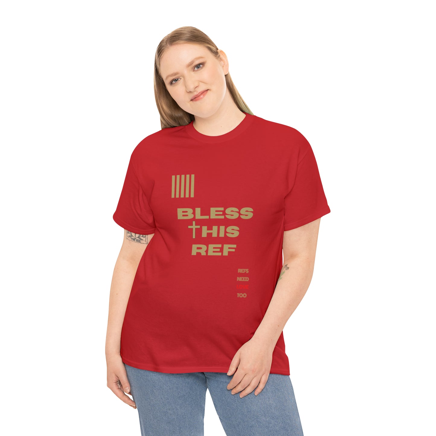 Bless This Ref Heavy Cotton Tee | Faith-filled Official | Gifts for Refs | Religious Referee | Screen print t-shirt | Referee Gifts