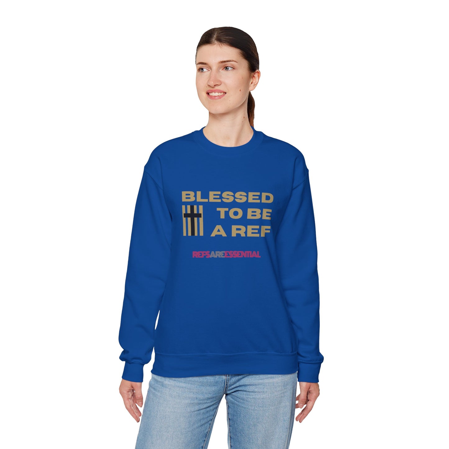 Blessed To Be A Ref Unisex Heavy Crewneck Sweatshirt | Great Gift For Referees | For Christian Sports Officials | Refs Are Essential Workers