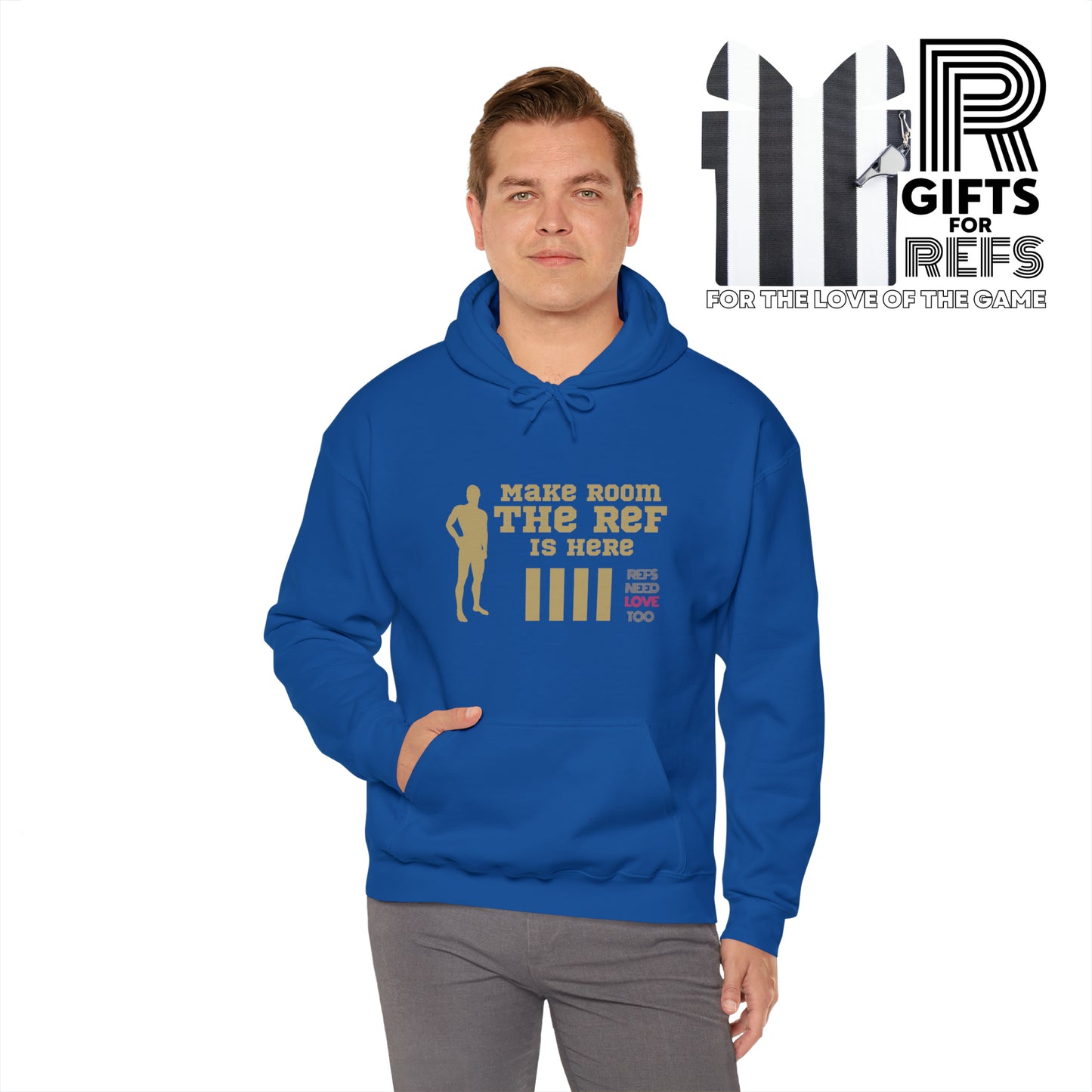 The Ref is Here Unisex Heavy Blend™ Hooded Sweatshirt | For referees | Great gifts for sports officials | Funny sweatshirt