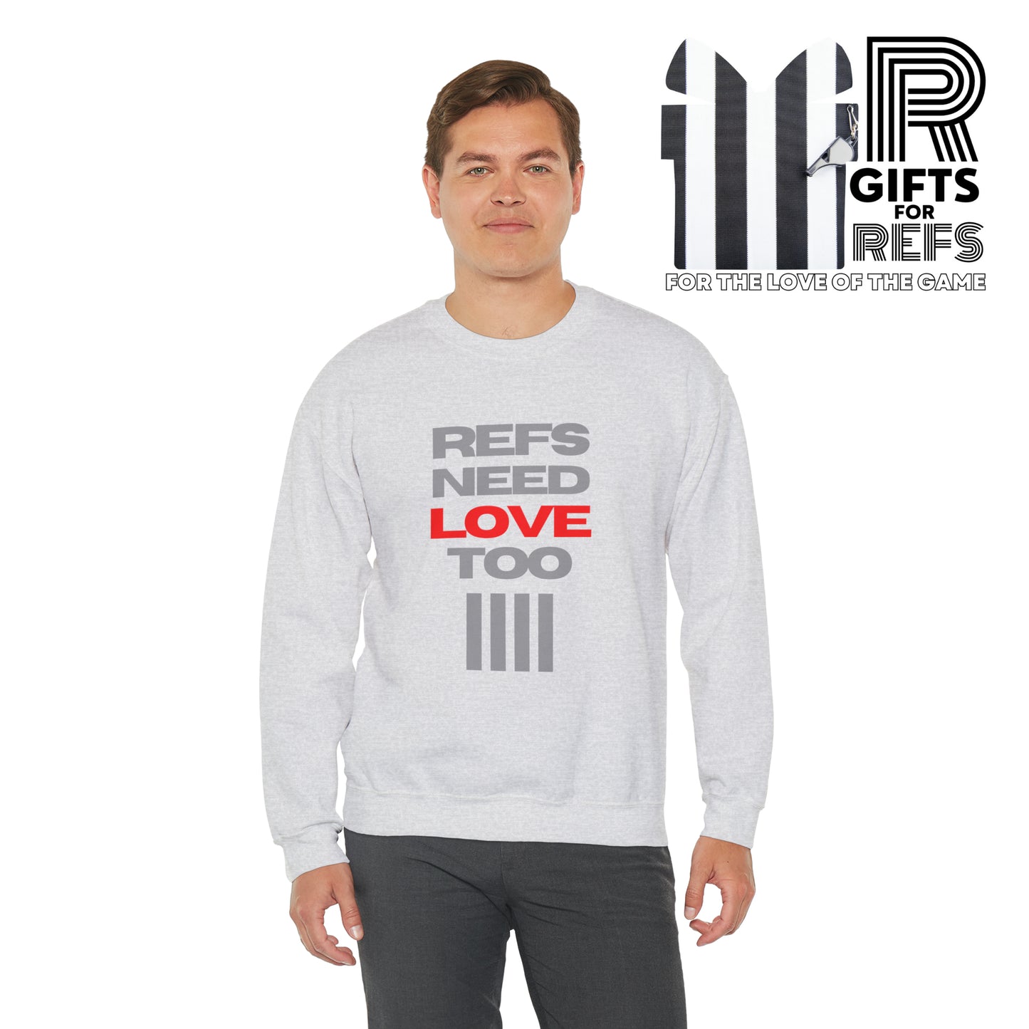 Refs Need Love Too Unisex Heavy Blend™ Crewneck Sweatshirt | Gifts for Refs | For Sports Officials | Christmas gift for Referees | Referee apparel