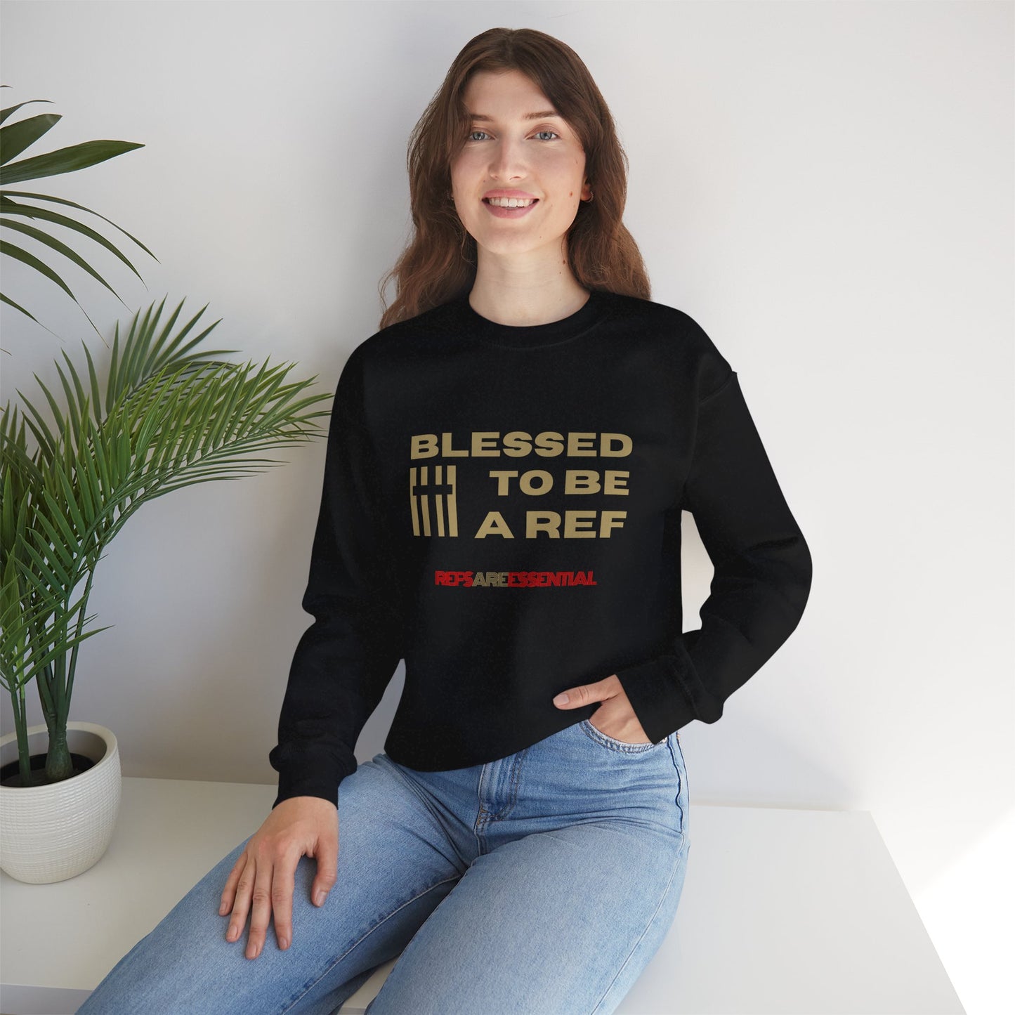 Blessed To Be A Ref Unisex Heavy Crewneck Sweatshirt | Great Gift For Referees | For Christian Sports Officials | Refs Are Essential Workers