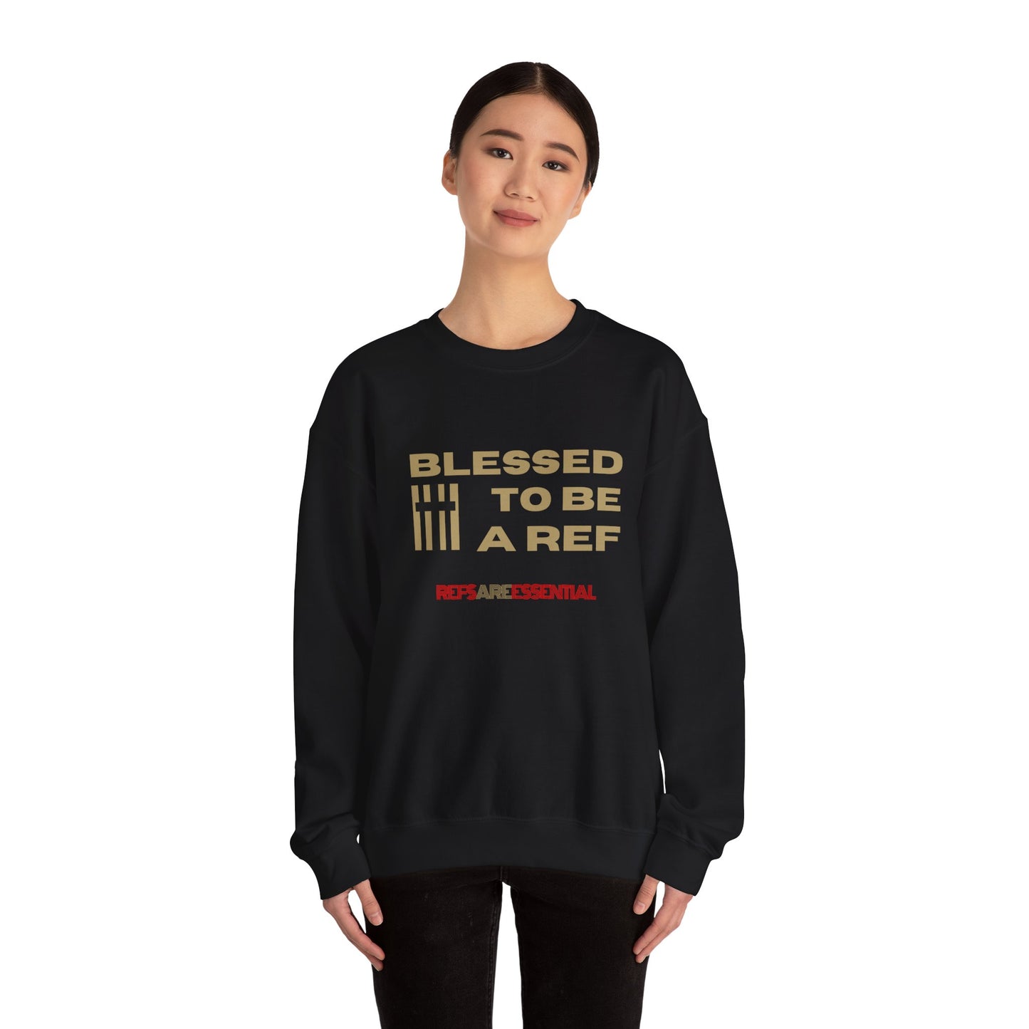 Blessed To Be A Ref Unisex Heavy Crewneck Sweatshirt | Great Gift For Referees | For Christian Sports Officials | Refs Are Essential Workers