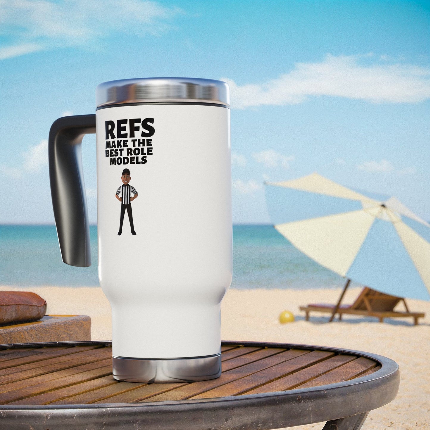 Ref Role Model Stainless Steel Travel Mug with Handle, 14oz