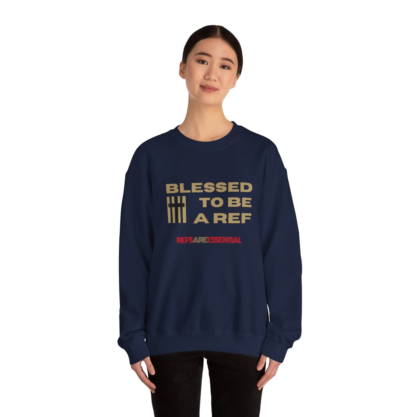 Blessed To Be A Ref Unisex Heavy Crewneck Sweatshirt | Great Gift For Referees | For Christian Sports Officials | Refs Are Essential Workers