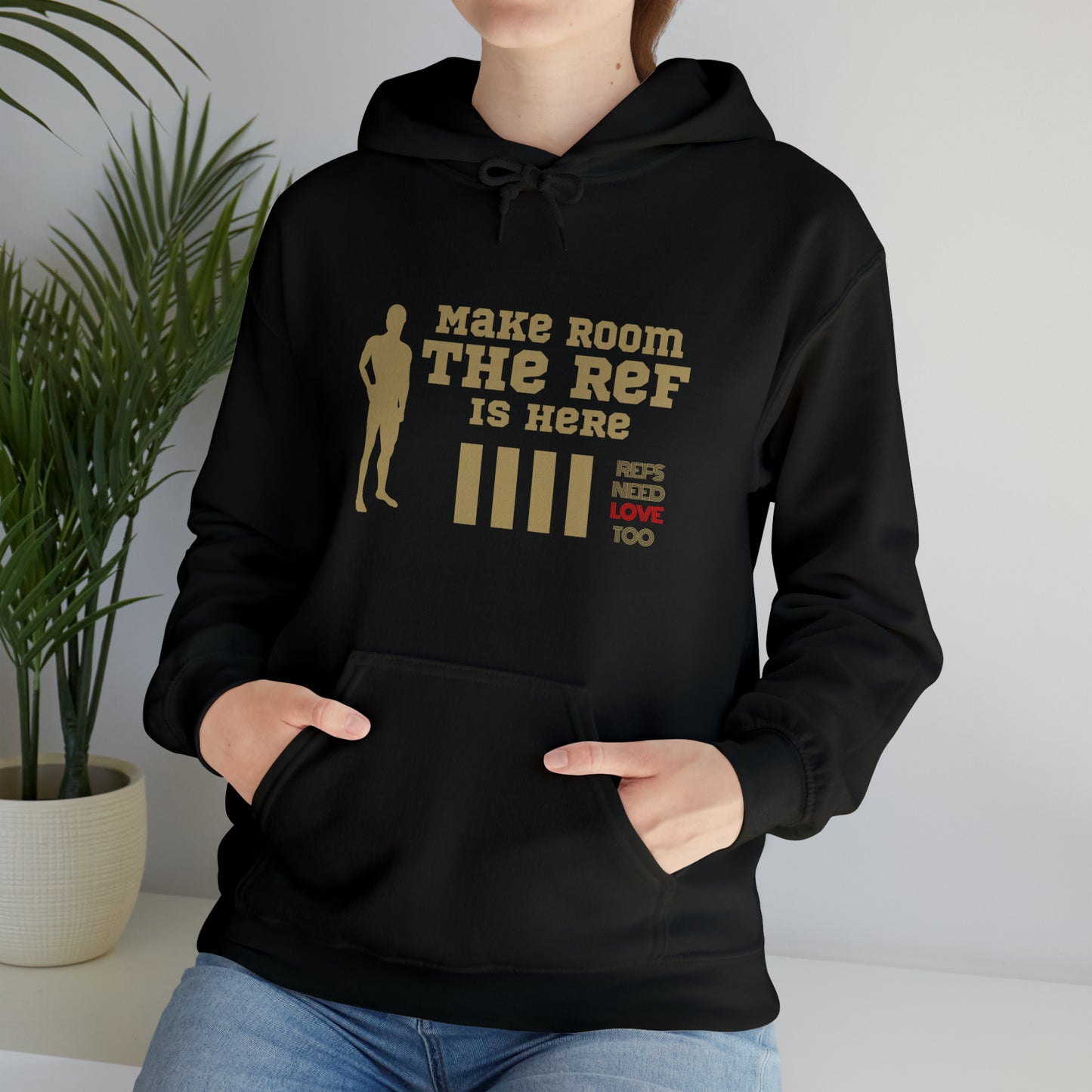 The Ref is Here Unisex Heavy Blend™ Hooded Sweatshirt | For referees | Great gifts for sports officials | Funny sweatshirt