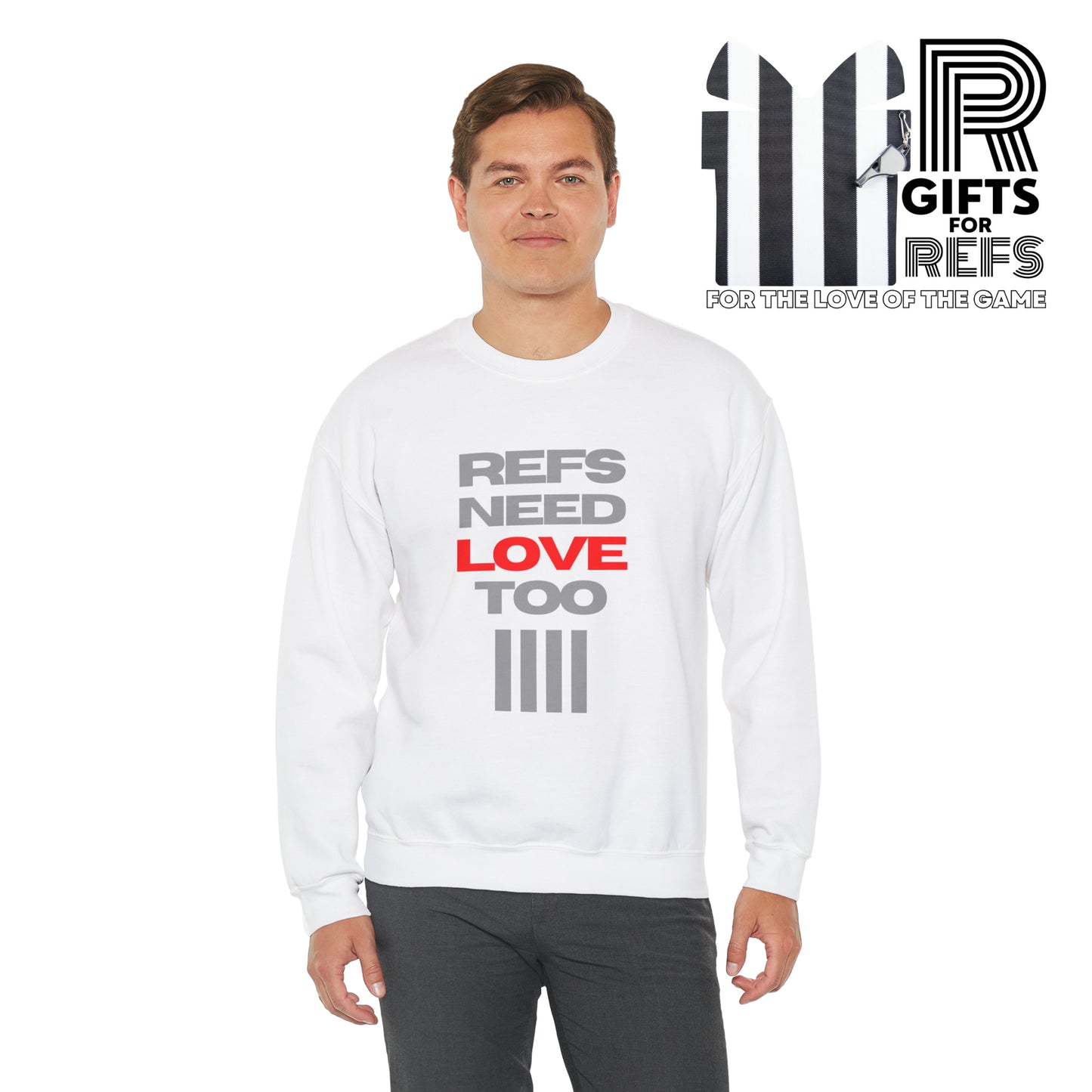 Refs Need Love Too Unisex Heavy Blend™ Crewneck Sweatshirt | Gifts for Refs | For Sports Officials | Christmas gift for Referees | Referee apparel