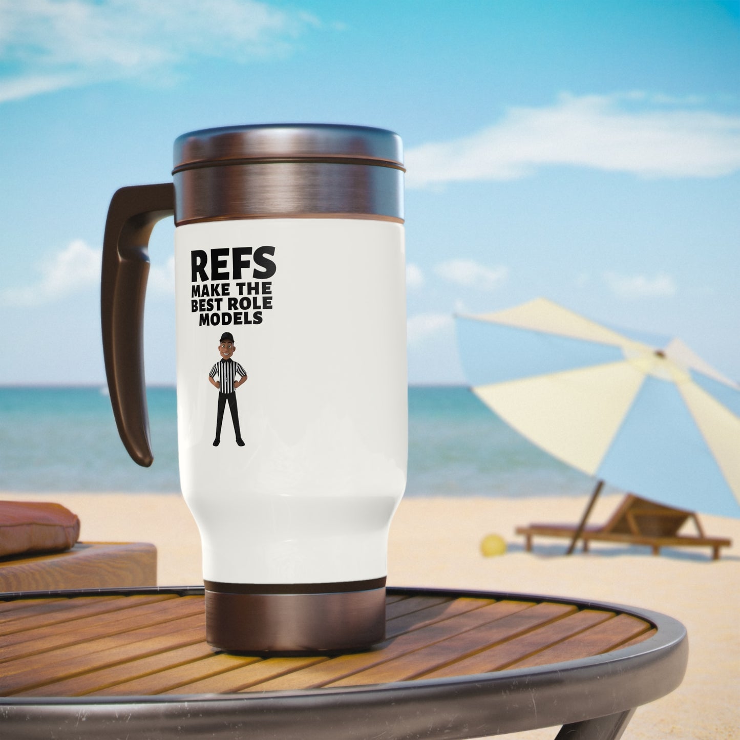 Ref Role Model Stainless Steel Travel Mug with Handle, 14oz