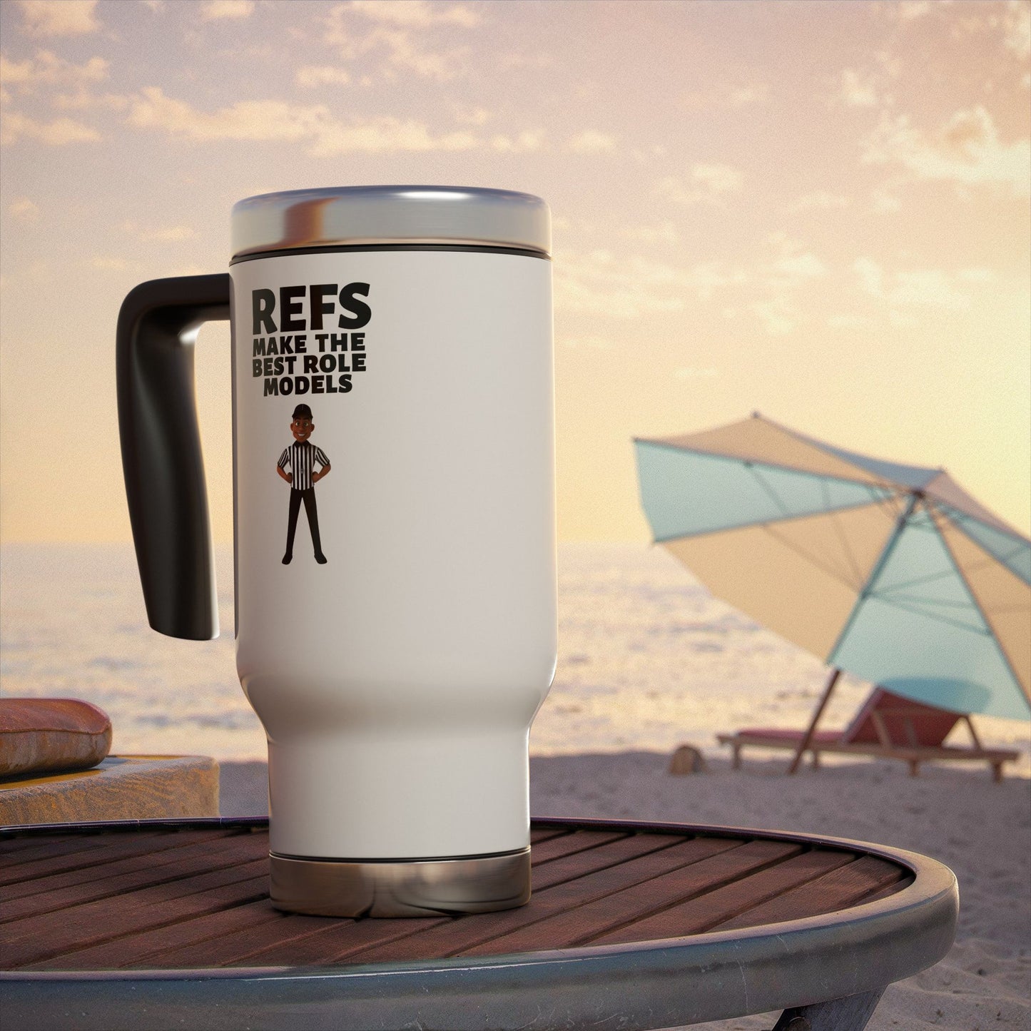 Ref Role Model Stainless Steel Travel Mug with Handle, 14oz
